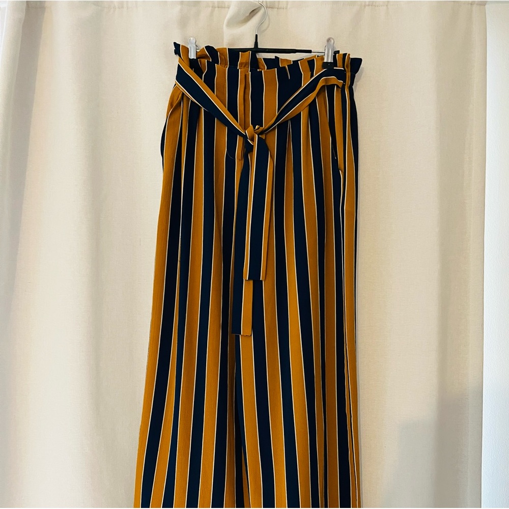 Striped mustard yellow loose pants